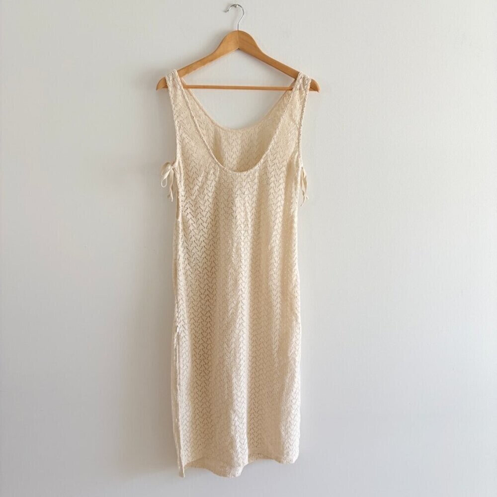 Roxy Beach Journey Knit Crochet Dress NWT Cream Size Small - Picture 10 of 13